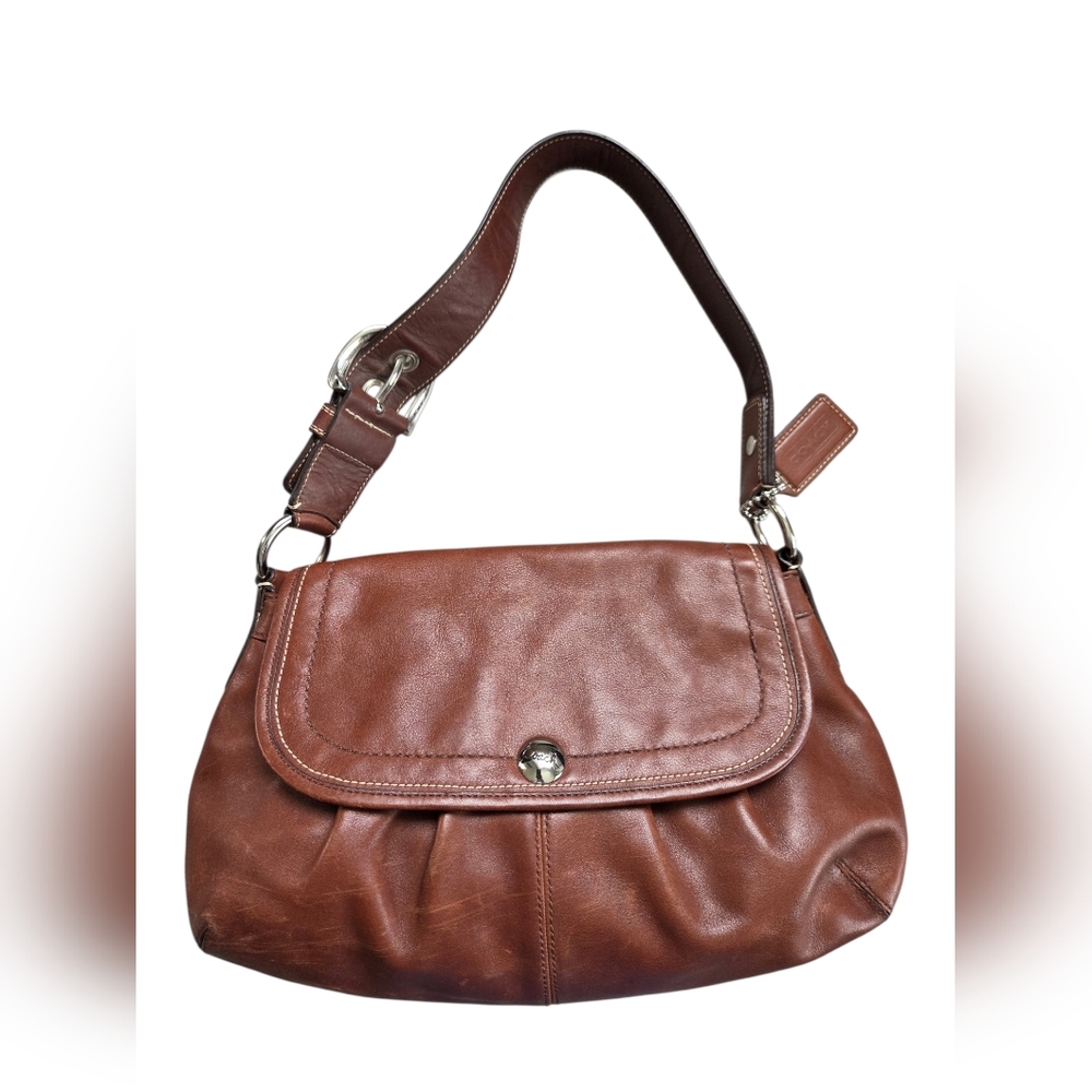 Coach Vintage Y2K Soho Pleated Flap Shoulder Bag Walnut